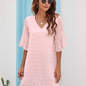 Pretty in Pink womens XL Dotted Swiss Chiffon, Flowy shift dress.